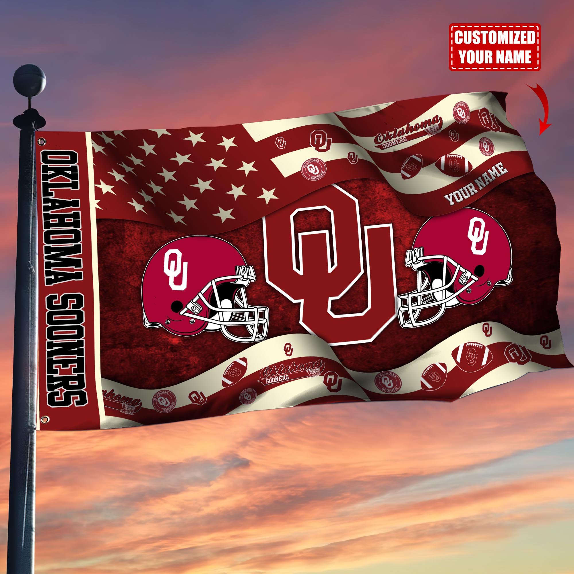 Oklahoma Sooners Custom Flag3x5ft, Let Your Flag Fly TT59114